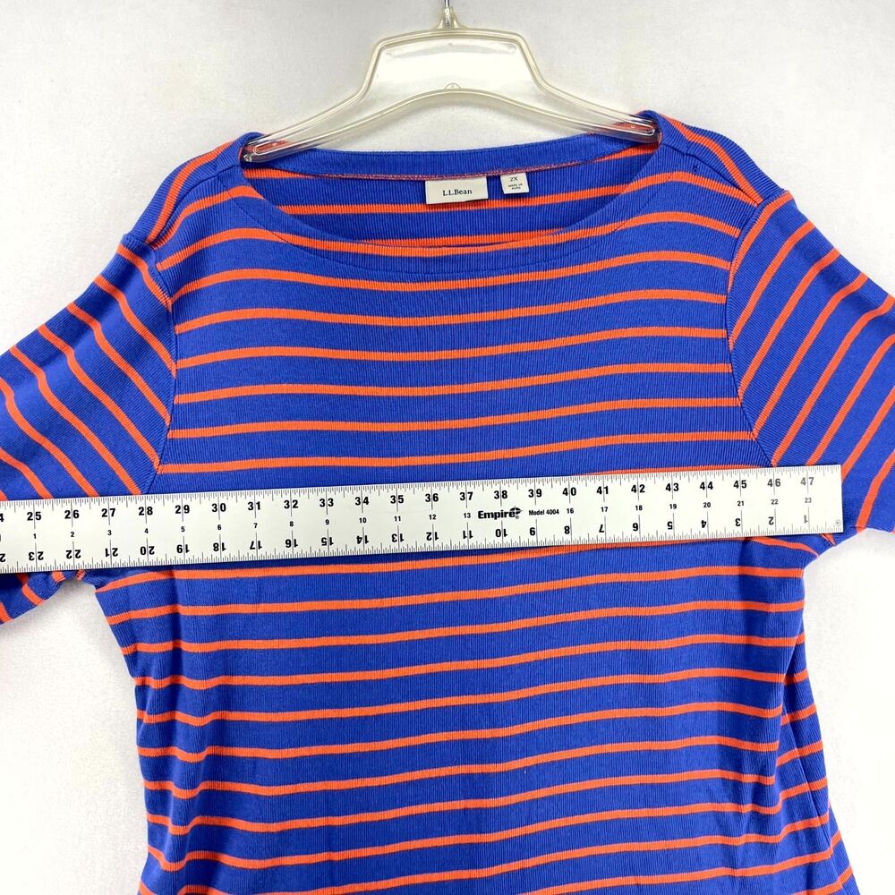 L.L. Bean Blue/Orange Striped Three-Quarter Sleeve Cotton T-shirt Ladies Size 2X - Picture 10 of 10